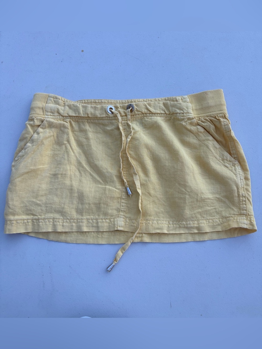Bebe yellow micro mini skirt size medium Y2K Bling Beachy Linen